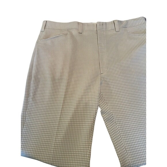 Vintage Haggar Men’s Flare Checkered Slacks 42x32 Beige and White Golf Preppy - Picture 2 of 5